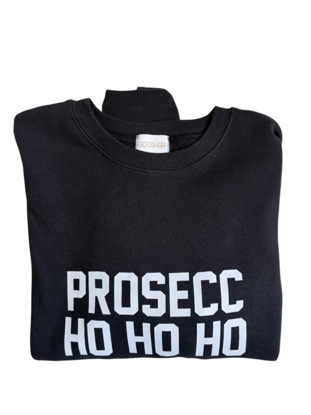 Goldsheep Prosecc Ho Ho Ho Cropped Sweatshirt (Black) - Small